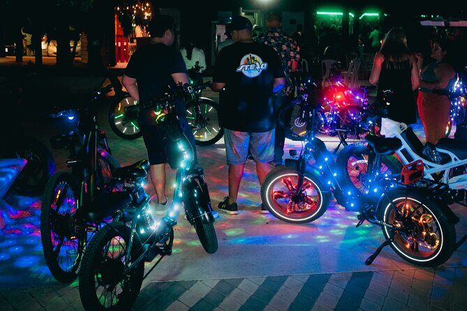 Semi-Private Christmas Edition Twilight Glow E-Bike Oranjestad - The neon route: Eagle Beach, Druif Beach, Bushiri Beach, and back toward town